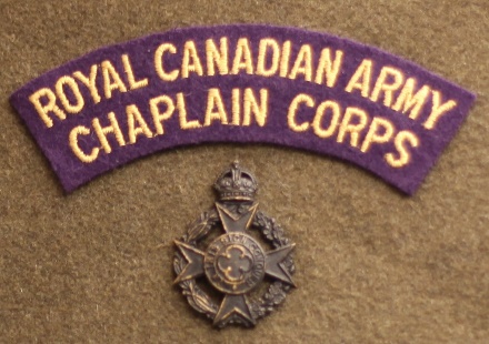 Badges, Canadian and Flashes, Shoulder - 5.  Badges on a card  war 1  First world war (2) ROYAL CANADIAN ARMY CHAPLAIN CORP