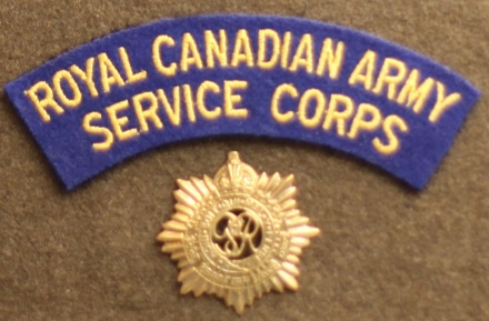 Badges, Canadian and Flashes, Shoulder - 6.  Badges on a card  war 1  First world war (2) ROYAL CANADIAN ARMY SERVICE CORP