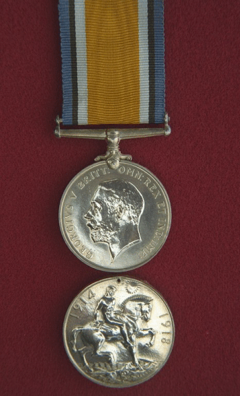 Medal, British War  - British War Medal. A circular, silver medal, 1.42 inches in diameter