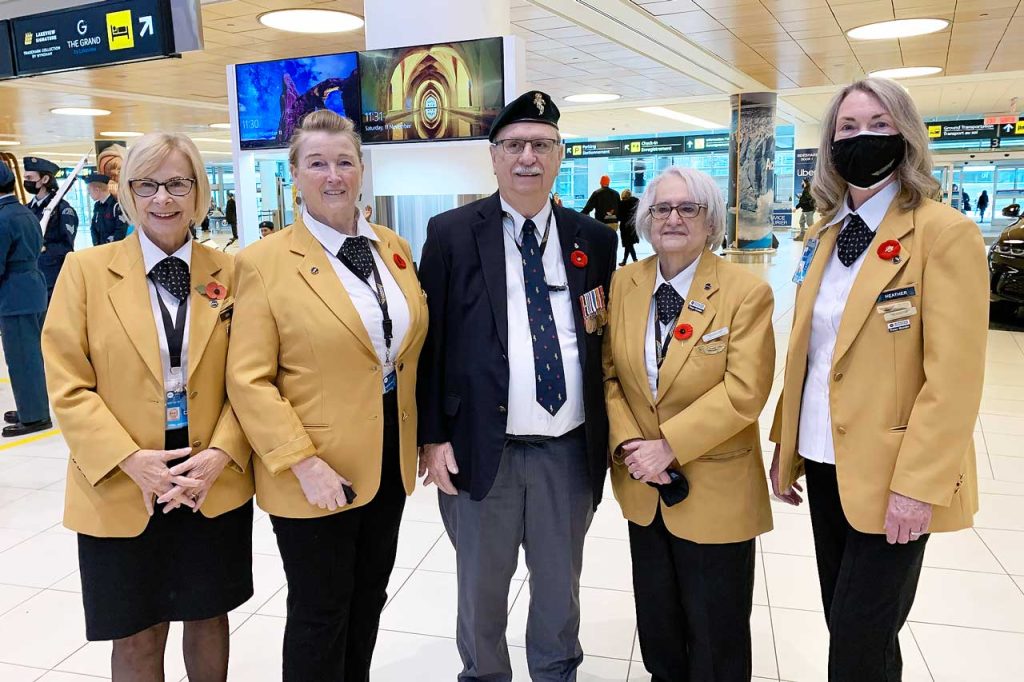 Maj (Ret’d) John Lawrence, CD, Gold Wing volunteer at Winnipeg Airport