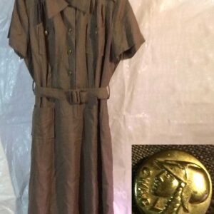 Dress (W) Brown, Rayon & Cotton with Buttons & Belt, May 1962