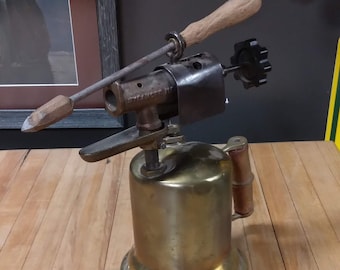 Irons, Soldering, Copper Tip  - Vintage Turner Brass Works Blow Torch with Soldering Iron