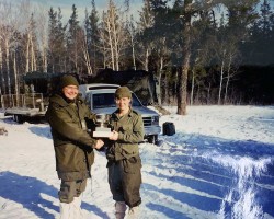 8) Col Jim Jeffries, District Commander, and ?; Shilo or Sandilands; circa 1995 Col Jim Jeffries, District Commander, and ?; Shilo or Sandilands; circa 1995